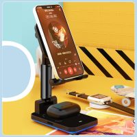 4-in-1 folding desktop phone stand for cell phone headset sports watch lift adjustable stand wireless charger